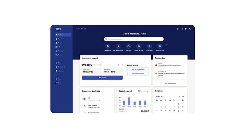 Digital payroll dashboard interface for a UK small business