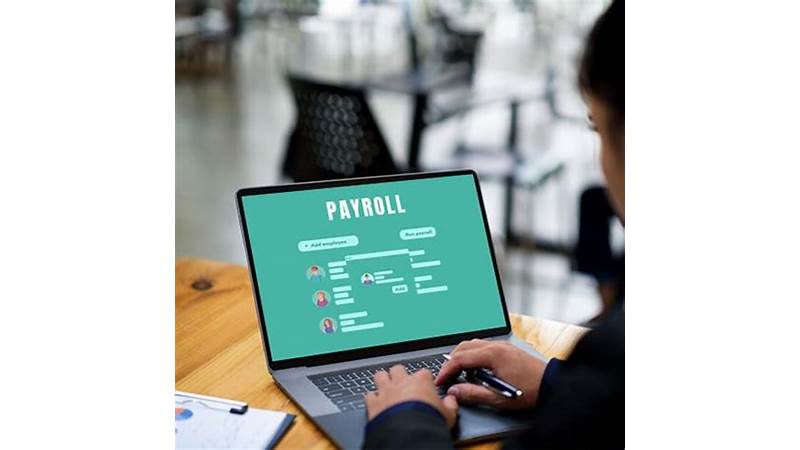A smiling small business owner in the UK using a laptop to manage payroll, illustrating ease of use with PAYE software.