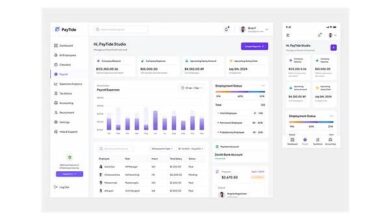 Modern payroll software dashboard showing UK figures