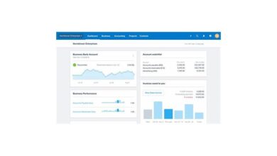 A screen displaying various financial charts and data, representing digital accounting software in the UK.